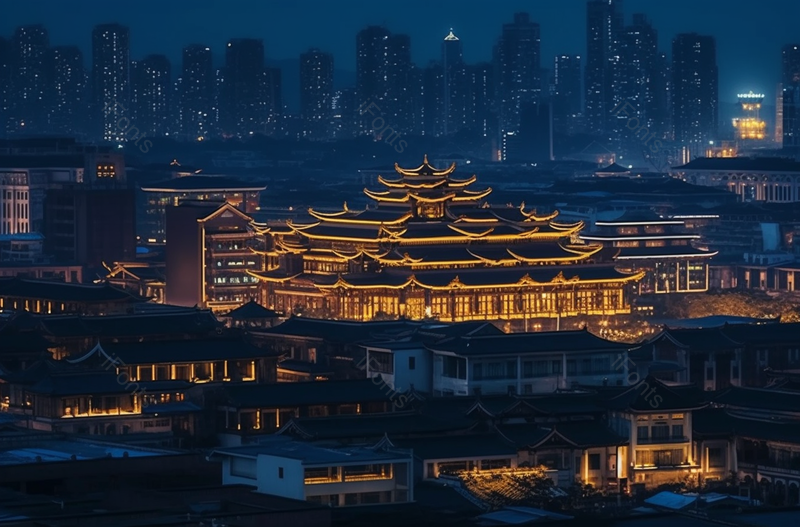 重庆洪崖洞夜景古代建筑摄影图,高清,摄影图,摄影图片,图片大全,摄影图免费下载